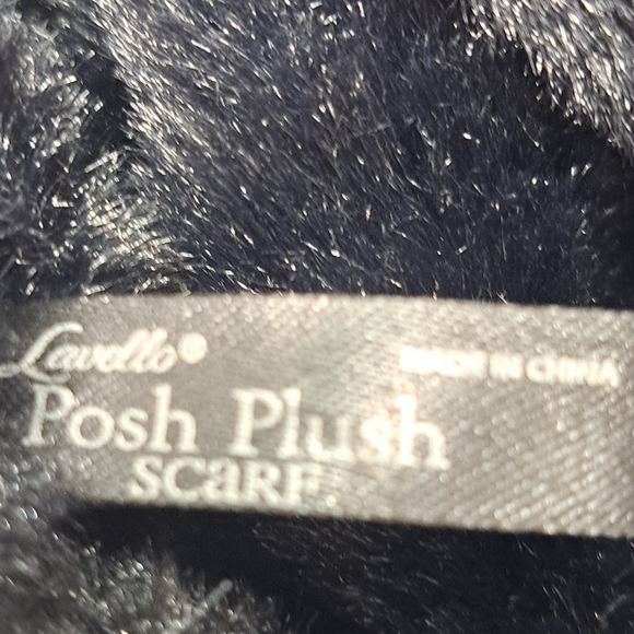 Black Faux Fur Scarf With Poms By Posh Plush - Picture 6 of 6